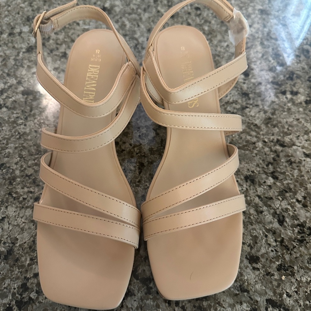 Cream Minimalist Sandals with Ankle Strap